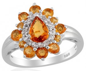 Viceroy Spessartite Garnet, White Topaz Ring in Sterling Silver (Size 9) Retail $376