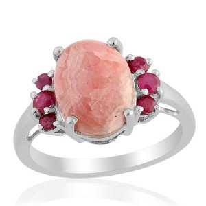 Argentinian Rhodochrosite Ruby Ring in Sterling Silver (Size 7) (Retail ...