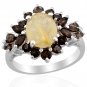 Golden Rutilated Quartz, Smoky Quartz Ring in Sterling Silver (Size 8) TGW 3.83 cts. Retail $204