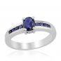 Kanchanaburi Blue Sapphire Ring (Oval 0.75 Ct) in Sterling Silver (Size 9) TGW 1.15 cts. Retail $250
