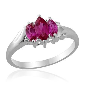 Lab Created Ruby 3 Stone Ring in Sterling Silver (Size 10) TGW 1.32 cts. $96