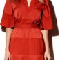 Vince Camuto Burnt Orange Satin Blouson Batwing Sleeve Belt Cocktail Dress Size 2 NEW