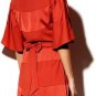Vince Camuto Burnt Orange Satin Blouson Batwing Sleeve Belt Cocktail Dress Size 2 NEW