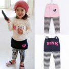 Pink Brand Size 6 Girls Pink striped legging pants with skirt