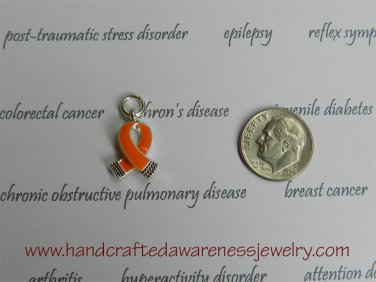 Orange Ribbon Charm, CRPS, RSD, MS, Leukemia, COPD, Orange Ribbon Awareness Charm