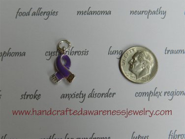 Purple Ribbon Awareness Charm, Fibromyalgia Awareness, Awareness Ribbon Charm