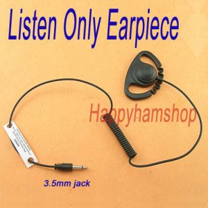 Flexible D ring receive only earpiece for speaker mics with 3.5mm earphone jack