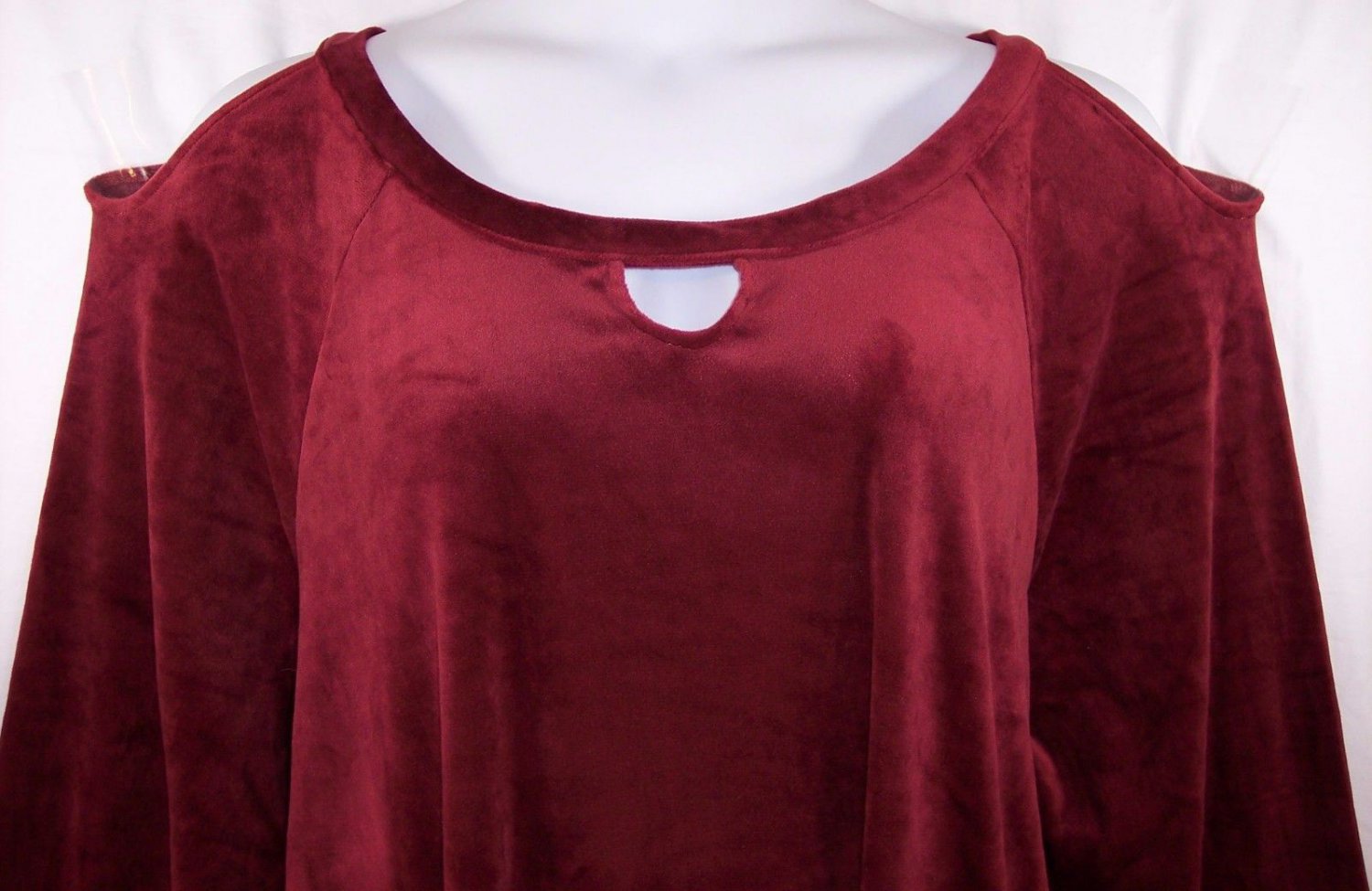 Woman Within 3X-30/32 Burgundy Cold Shoulder Velour Tunic Top Blouse-New