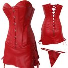 Free shipping Sexy Real Leather Steel Boned Corset Basque SEXY Fetish GoTH