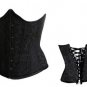 Free shipping Brocade Goth Underbust Cupless Waist Training Corset Bustier Top Black Boned