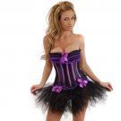 Free shipping Purple Stripes Corset&Black Pettiskirt Sexy underwear SIZE M