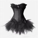 Free shipping Black Gothic Corset&Pettiskirt Set Sexy underwear Size XXL