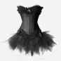 Free shipping Black Gothic Corset&Pettiskirt Set Sexy underwear Size XXL