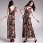 New Bohemian Lady Women's Summer Wear Double V-Open Nipped-Waist Leopard Longuette Dress 2012