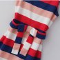 Free shipping New Lady Women's Sexy No Sleeve Rainbow Stripe Bowknot Dress