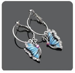 Cute Blue Storm Butterfly Dangle Charm Fashion Earrings
