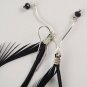 fancy feather synthetic quart earring black color