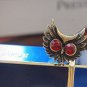 Vintage owl earrings diamond big eyes copper and red eyes