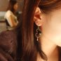 Korean Style Interlocking Feather Pendant Long Earrings Earring black