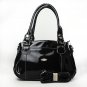 Trendy Black Shiny PU Three Layers Clutch Zipper Bag Handbag Shoulder Bag