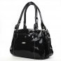 Trendy Black Shiny PU Three Layers Clutch Zipper Bag Handbag Shoulder Bag