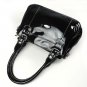 Trendy Black Shiny PU Three Layers Clutch Zipper Bag Handbag Shoulder Bag