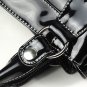 Trendy Black Shiny PU Three Layers Clutch Zipper Bag Handbag Shoulder Bag