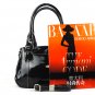 Trendy Black Shiny PU Three Layers Clutch Zipper Bag Handbag Shoulder Bag