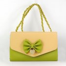 Women's Color Blocking Bowknot Embellished Casual Tote Handbag Shoulder Bag