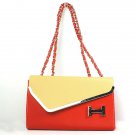 Women's Color Blocking H-shaped Embellished Casual Tote Handbag Shoulder Bag