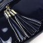 Women's Navy Blue Shiny PU Clutch Zipper Bag Handbag Shoulder Bag