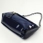 Women's Navy Blue Shiny PU Clutch Zipper Bag Handbag Shoulder Bag