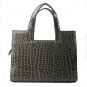 New Lady Fashion Alligator Pattern Scarf Embellished Handbag Bag Greyish-green