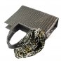 New Lady Fashion Alligator Pattern Scarf Embellished Handbag Bag Greyish-green