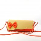Women's Color Blocking Bowknot Embellished Casual Tote Handbag Shoulder Bag