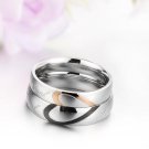 his and hers promise ring sets, Fashion Couple Stainless Steel band Rings For Lovers half heart