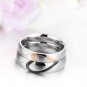 his and hers promise ring sets, Fashion Couple Stainless Steel band Rings For Lovers half heart
