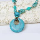 Natural turquoise sweater chain necklace