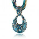 Diamond opal pendant sweater chain