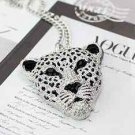 Rhinestone Leopard Tiger Head Sweater Necklace Chain S