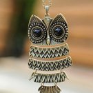 Vintage & Personalized PAMA Eyes 5 Parts Foldable Owl Bronze Necklace/ Long Sweater Chain