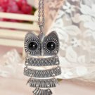 Vintage & Personalized PAMA Eyes 5 Parts Foldable Owl Bronze Necklace/ Long Sweater Chain