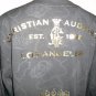 Christian Audigier Platinum Collection Ed Hardy Gray Long Sleeve Tee Skull Wing with Rhinestones (M)