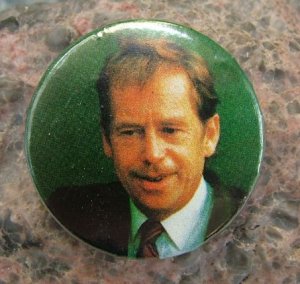 Smiling Vaclav Havel 1st First Czech Republic President Photograph Pin Badge