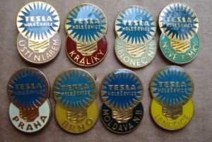 1970's Large Set Antique Tesla Screw Lightbulb Badges