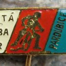 Wide Golden Helmet Motorbike Speedway Racing Flag Pin
