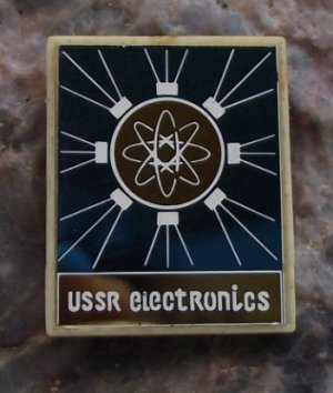 USSR Electronics Vintage Soviet Union Technology Advertisement Mirror Badge
