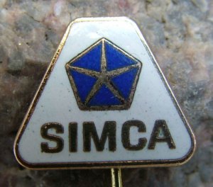 Simca Chrysler Antique Enamel Car Pin Badge Blue