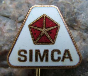 Simca Chrysler Antique Enamel Car Pin Badge Red