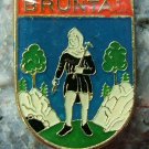 Bruntal Early Coal Miner in Valley Heraldic Crest Pin